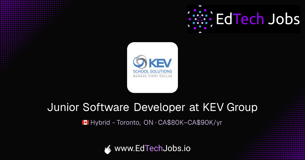 Junior Software Developer - Toronto, ON at KEV Group | EdTechJobs.io