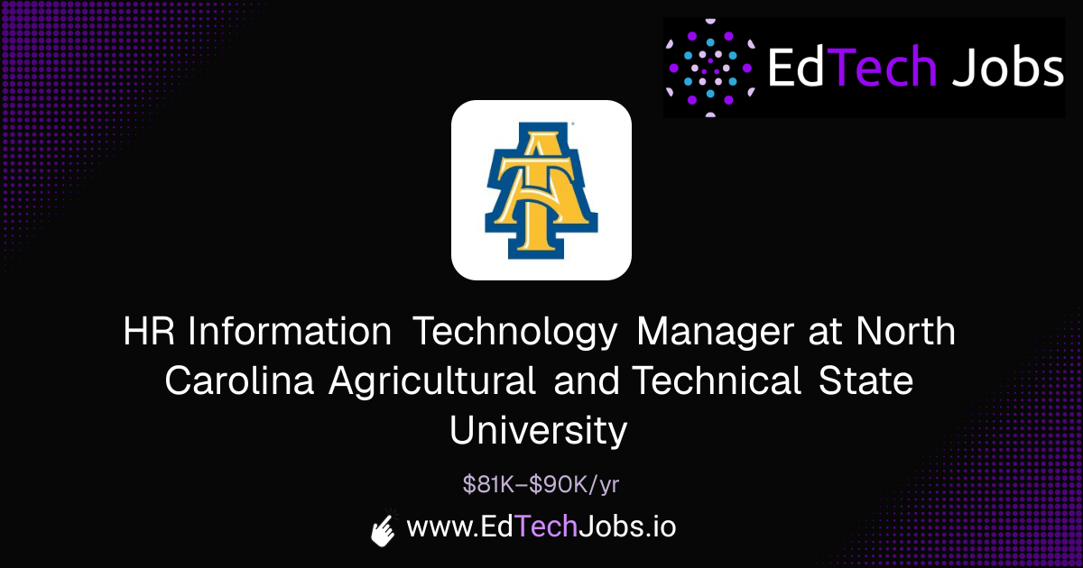 HR Information Technology Manager at North Carolina Agricultural and ...