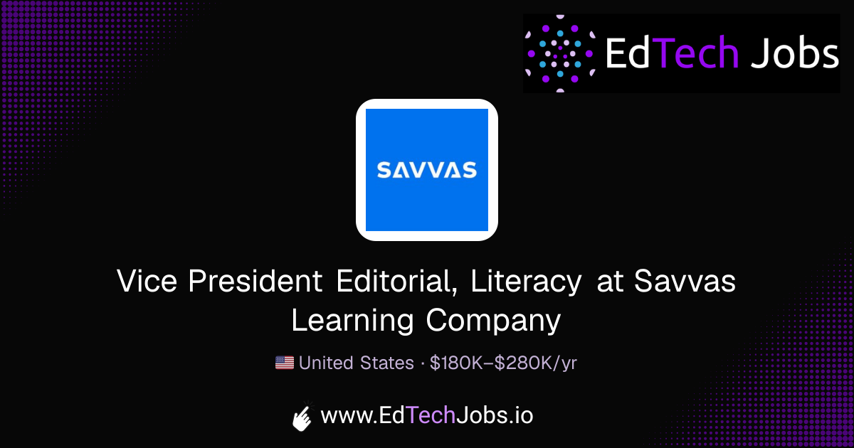 Vice President Editorial, Literacy - United States at Savvas Learning ...