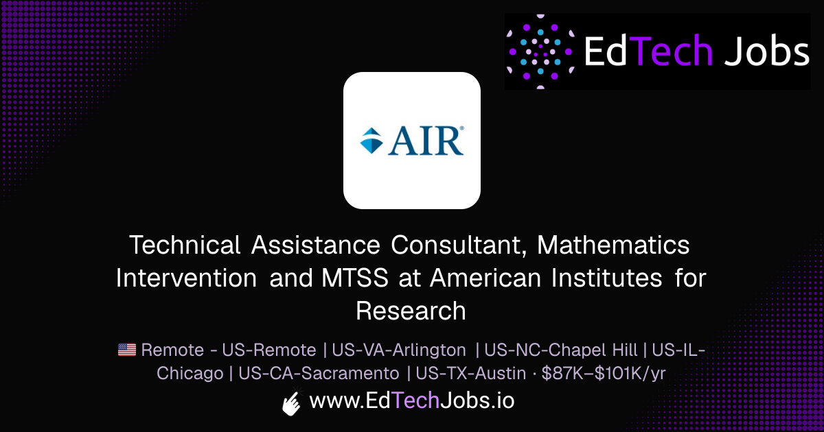 Technical Assistance Consultant, Mathematics Intervention and MTSS ...